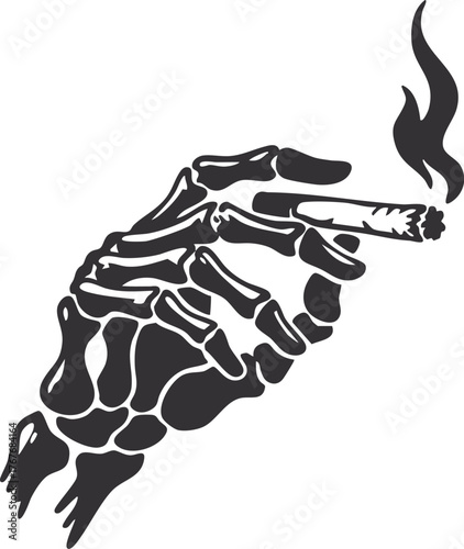 Skeleton Hand Holding Cigarette Illustration