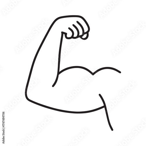 Simple line drawing of a flexed bicep muscle outline vector