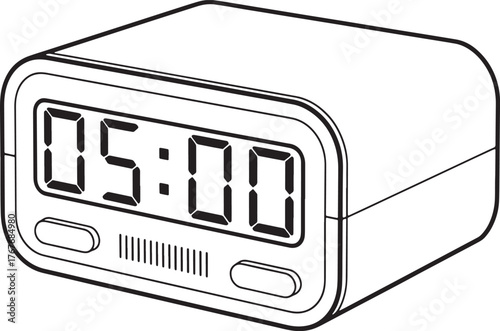 Digital Alarm Clock Electronics Clock Face Minimalist Style Home Decor Time Display Vector