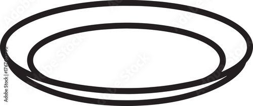 Simple Plate Isolated Object Realistic Style Empty Round Dish Tray Dinnerware Restaurant