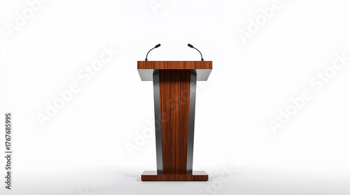 Wooden Podium Isolated on a White Background