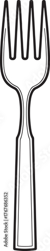 Fork Illustration Cutlery Utensil Tool for Dining Eating Minimalistic Line Art Design