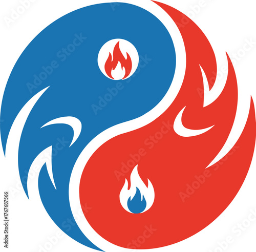 Yin yang balance fire water harmony duality energy symbol contrast peace zen