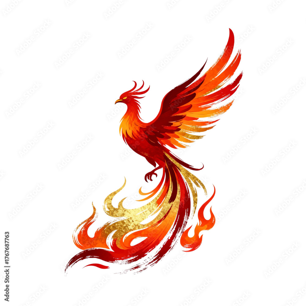 Naklejka premium Dynamic Rising Phoenix Abstract Flame Vector Logo