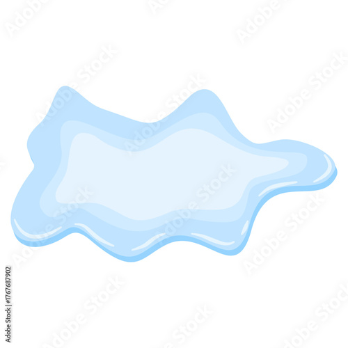 Cartoon blue water puddle