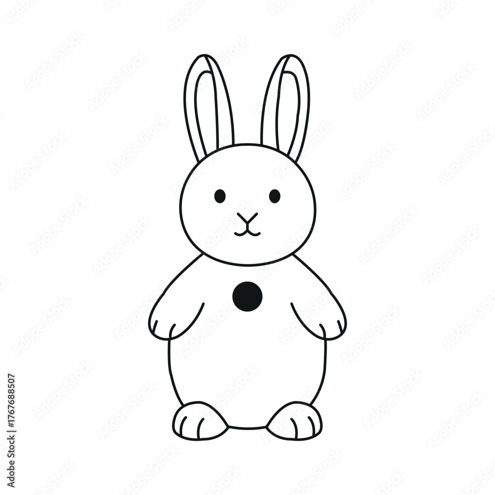 Obraz premium Illustration of a cute bunny isolated on white background in black outline