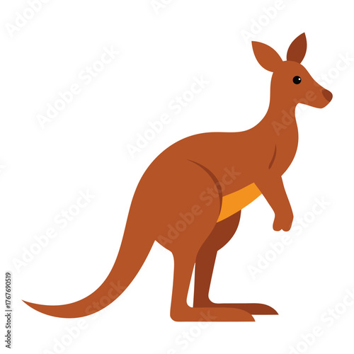 Kangaroo Vector Illustration Standing Upright Flat Design