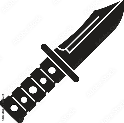 Combat Knife Silhouette Icon vector– Military equipment for safety.