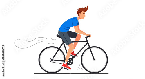 Man riding a bicycle with speed vector illustration for outdoor activity