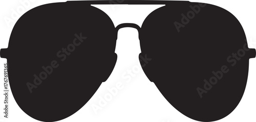 Black Silhouette of Aviator Sunglasses - Vector Eyewear Icon, Fashion Accessory, Summer, Glasses Design, Isolated Object
