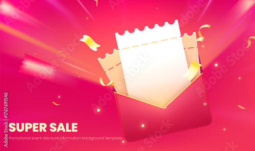 Horizontal super promotion discount information red background template
