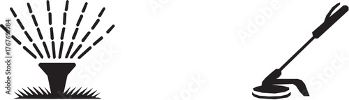 Lawn Care Tools Silhouette Icons.