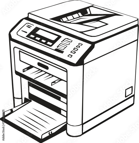 black and white printer machine clip art preview