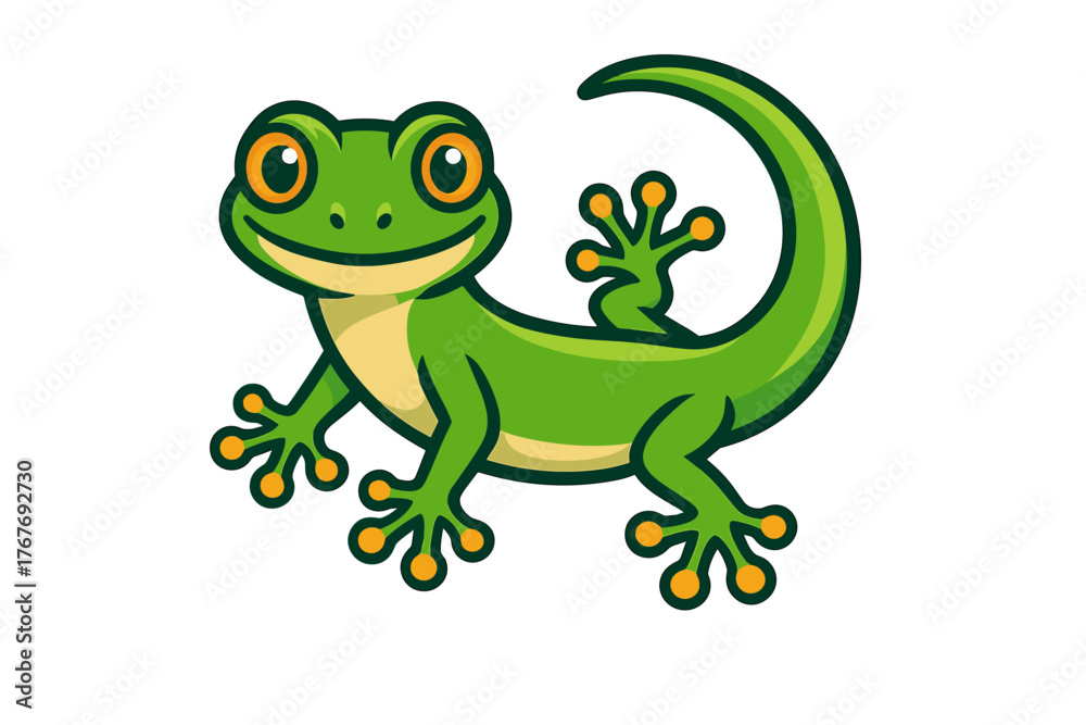 Naklejka premium Vector Illustration of a Green Gecko