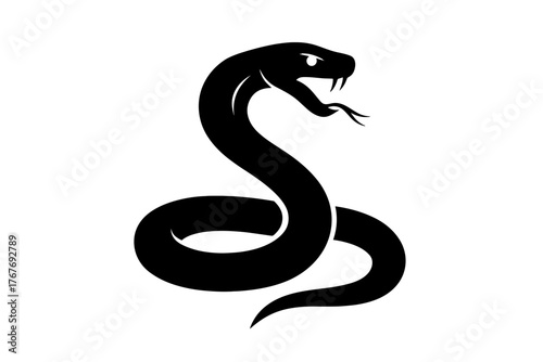 Vector Illustration of a Black Mamba Snake