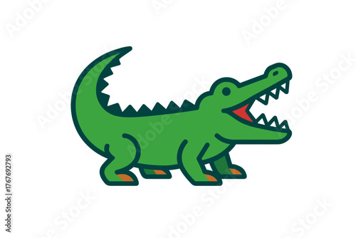 Vector Illustration of a Green Alligator