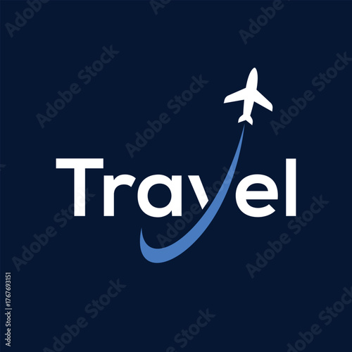 word mark travel logo design, airplane symbol icon vector