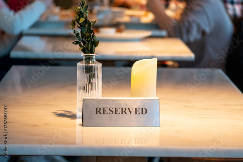 Reserved table in a restaurant, cafe