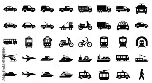 Transportation Vector Icons A Comprehensive Collection of Vehicles and Modes of Transport