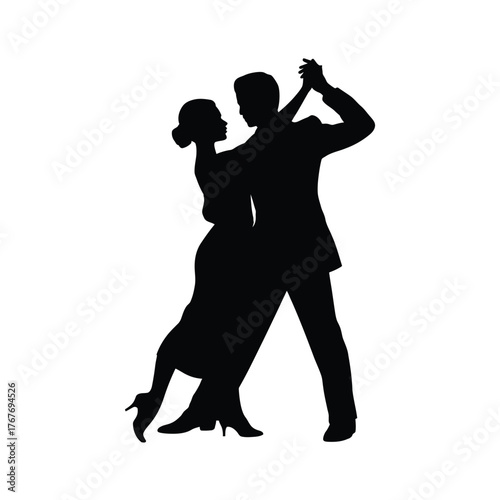 Silhouette of a couple dancing ballroom dance