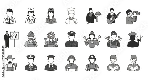 Diverse Occupations A Collection of Profession Avatars