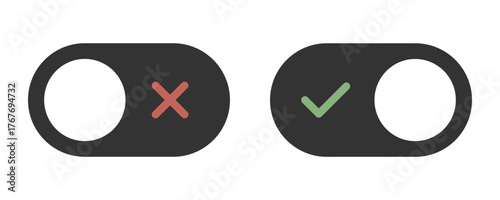 Simple on off switch. Toggle enable and disable buttons for app, ui and website. Transparent PNG and vector
