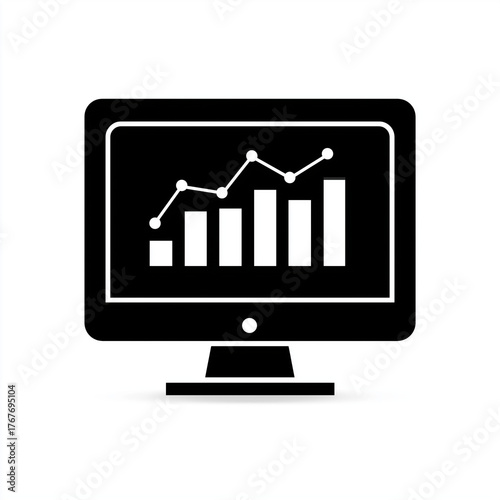 Computer monitor displaying a graph with increasing bar values