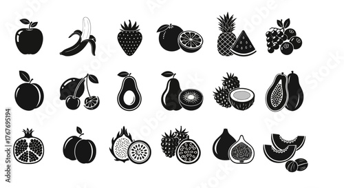 Diverse Fruit Vector Collection Apple, Banana, Strawberry, Citrus & More