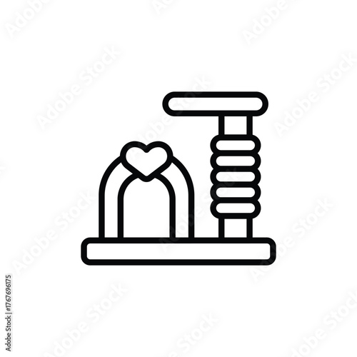 An icon depicts a cat scratching post composed of a base a pillar and a heartshaped arch