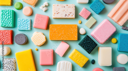 Soap Factory, A vibrant digital artwork depicting a soap factory in a chaotic yet artistic style, enhanced with high fidelity and upscaling technology.