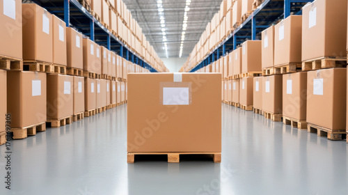 Soap Factory, A warehouse filled with boxes of finished products, showcasing organized storage and industrial efficiency in a high-quality image.