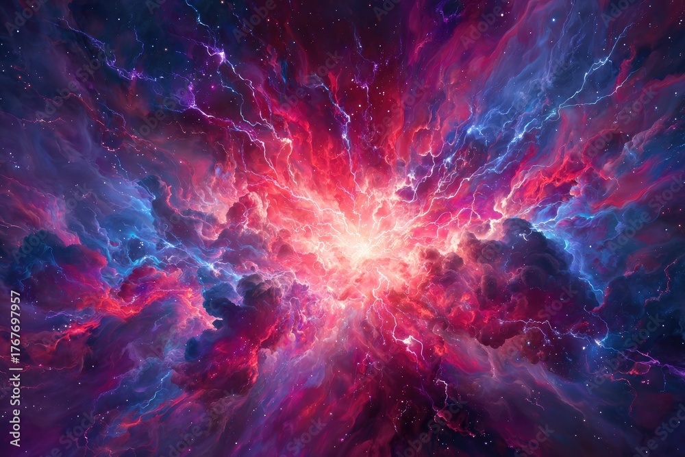 Obraz premium Vibrant cosmic explosion