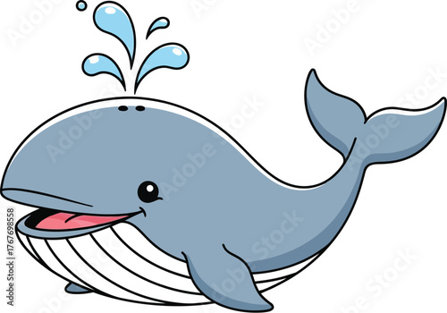 Cartoon whale ocean sea animal marine life aquatic mammal cute illustration drawing