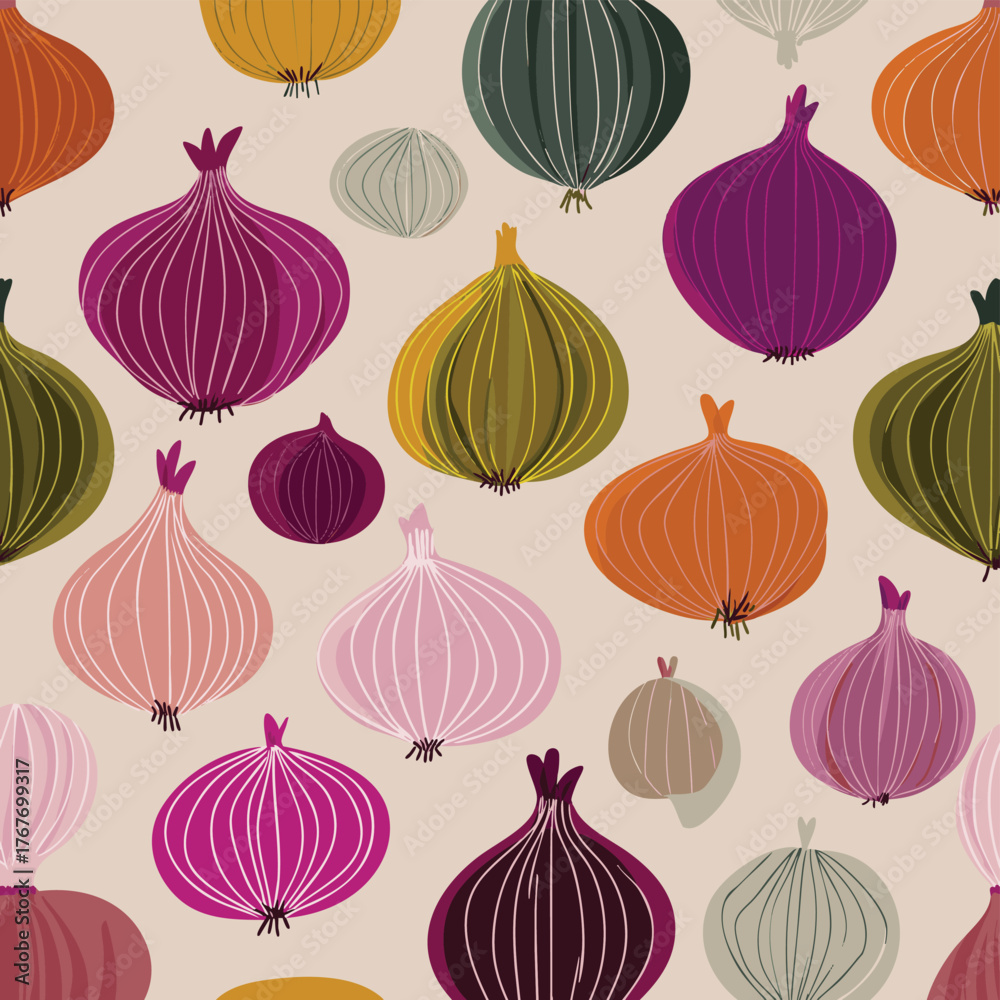 Fototapeta premium Onion Minimalist Vector Pattern Background Design Illustration