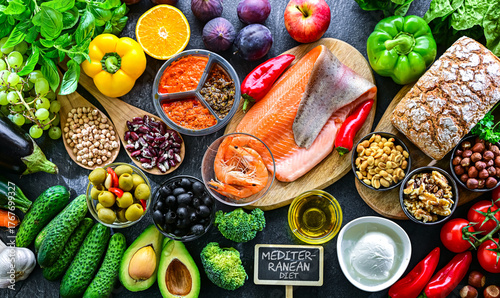 Wallpaper Mural Food products representing the Mediterranean diet Torontodigital.ca