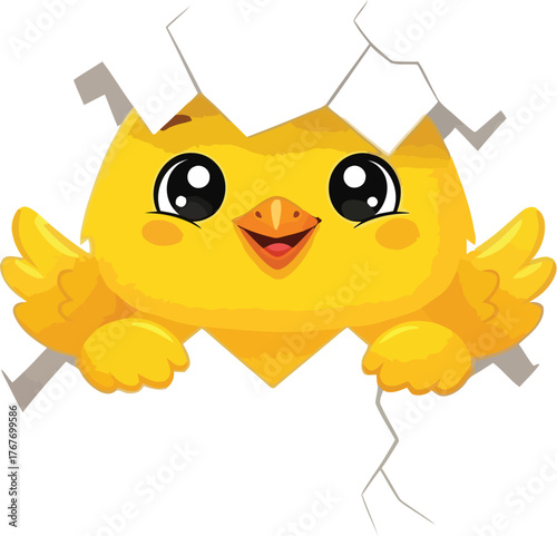 Chick easter egg hatching spring cute cartoon bird animal yellow happy new born