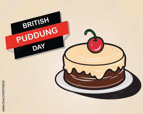 british  Pudding Day.Solid Background .