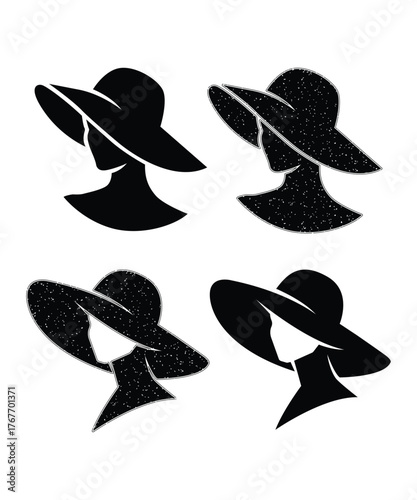 Modern Woman in Hat Silhouette Design.
