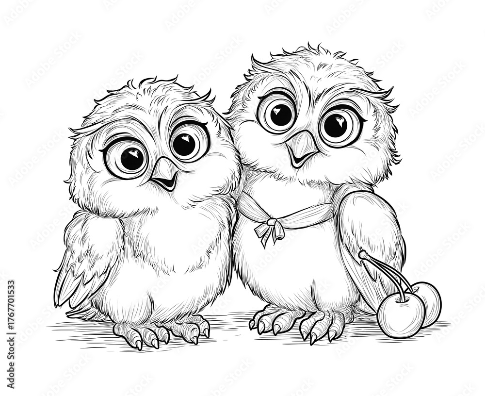 Obraz premium Coloring for children and adults, coloring of the animal world, birds.