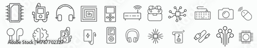 Modern vector collection featuring sound waves, headphones, and microphone symbols.