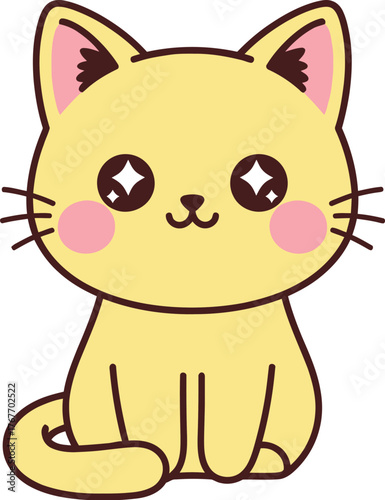 Cute cat kitten animal pet feline cartoon kawaii adorable whiskers pink eyes