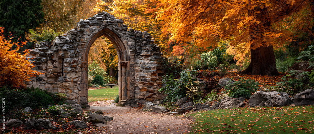 Fototapeta premium Autumn Garden with Archway