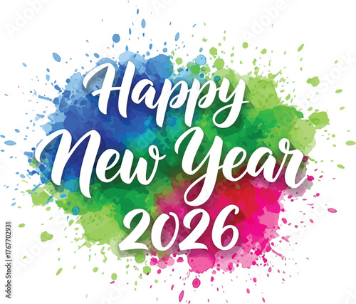 Elegant happy new year 2026 watercolor design with soft pastel hues, ideal for sophisticated greeting cards and invitations