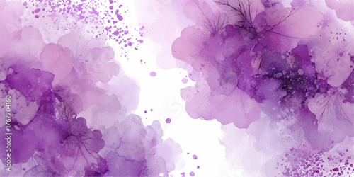 Soft watercolor blooms in shades of lavender and purple with delicate white accents