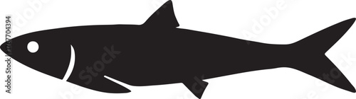 Anchovy silhouette vector illustration in minimal bold design isolated on white background.