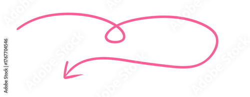 Hand Drawn Curved Arrow down PINK