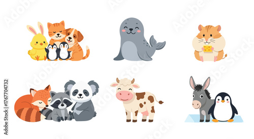 Animals cartoon cute illustration vector farm wildlife domestic character