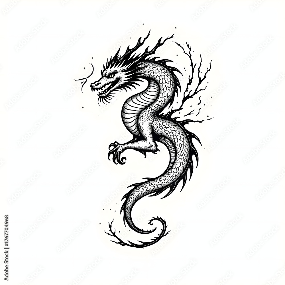Fototapeta premium chinese dragon tattoo vector