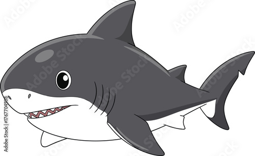 Cartoon shark great white sea creature ocean animal marine life predator teeth