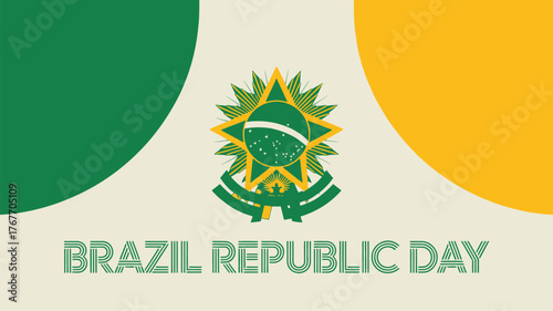 Brazil Republic Day Celebration Vector Design Poster with Flag Colors